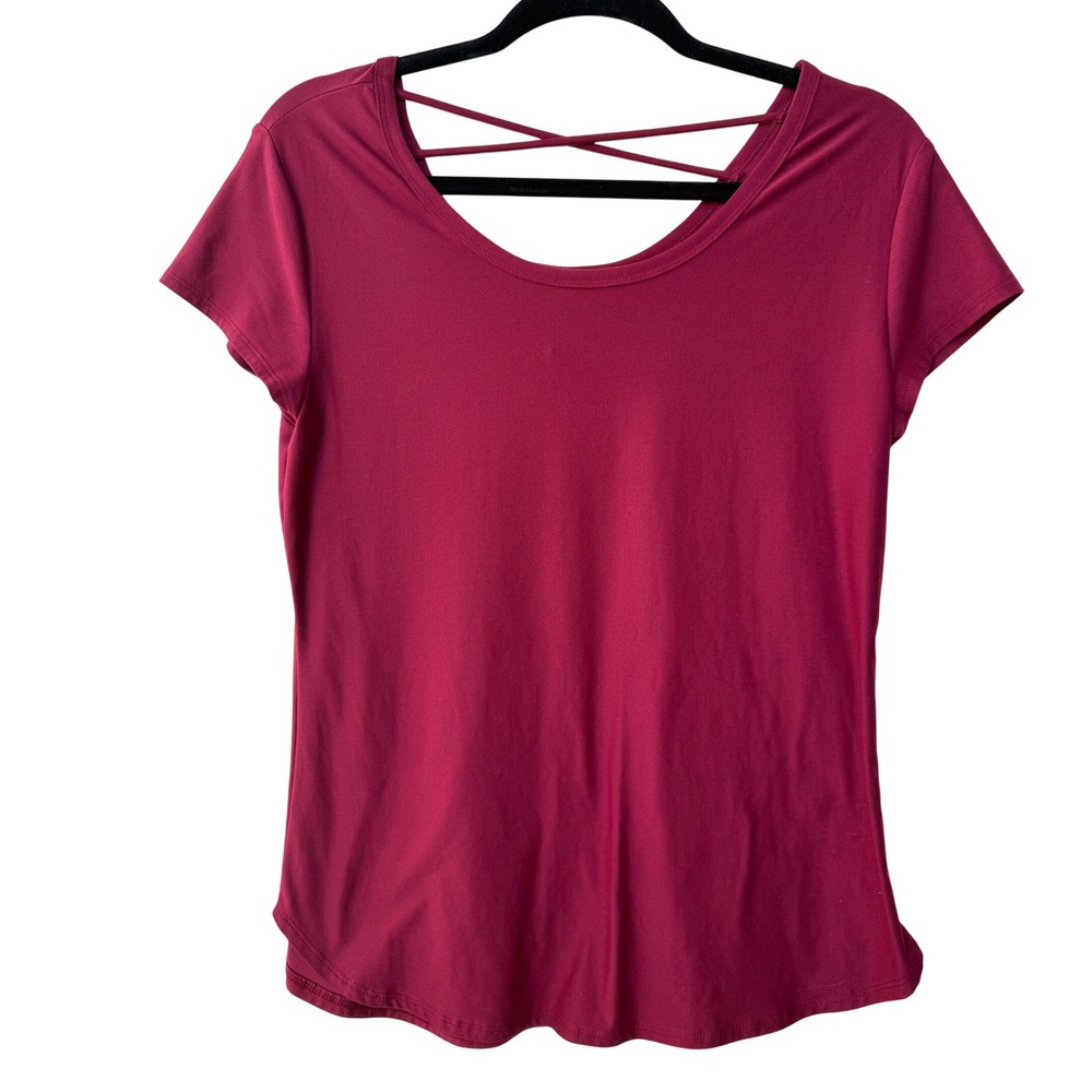No Boundaries Womens XXL Burgundy Brick Strappy Back Short Sleeve Top‎ NJ38T107C